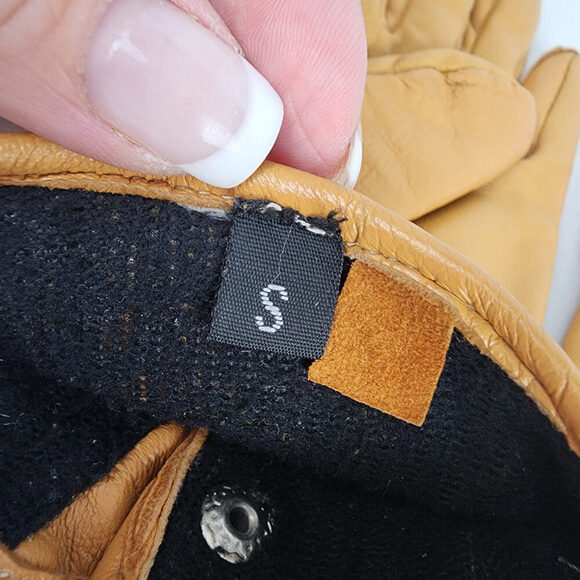 Yellow Leather Lined Gloves Size S - Picture 5 of 5